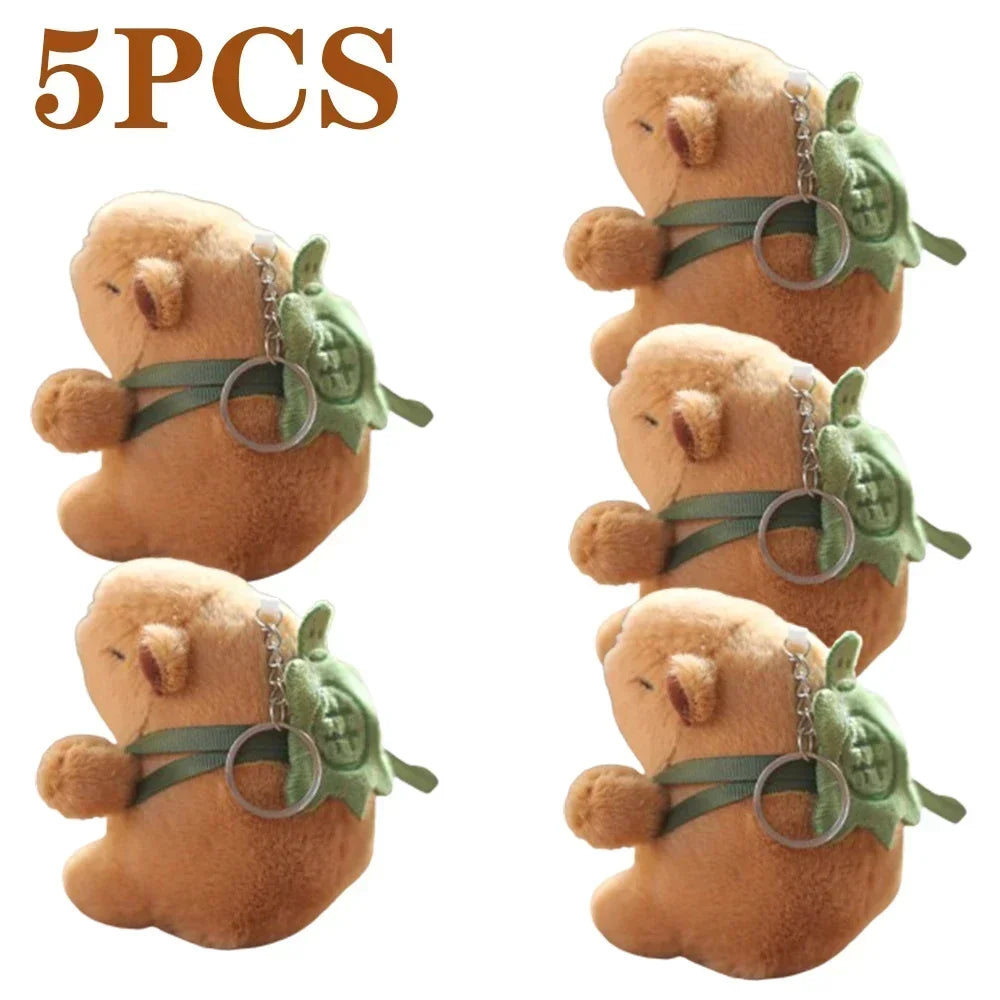 1-20PCS Cartoon Capybara Pendant Plush Toy Doll Bag Hanging Ornament Cute Kapila Keychain Doll Desktop Doll Ornament Car Pendant Oasis Select Turtle Backpack-5PCS