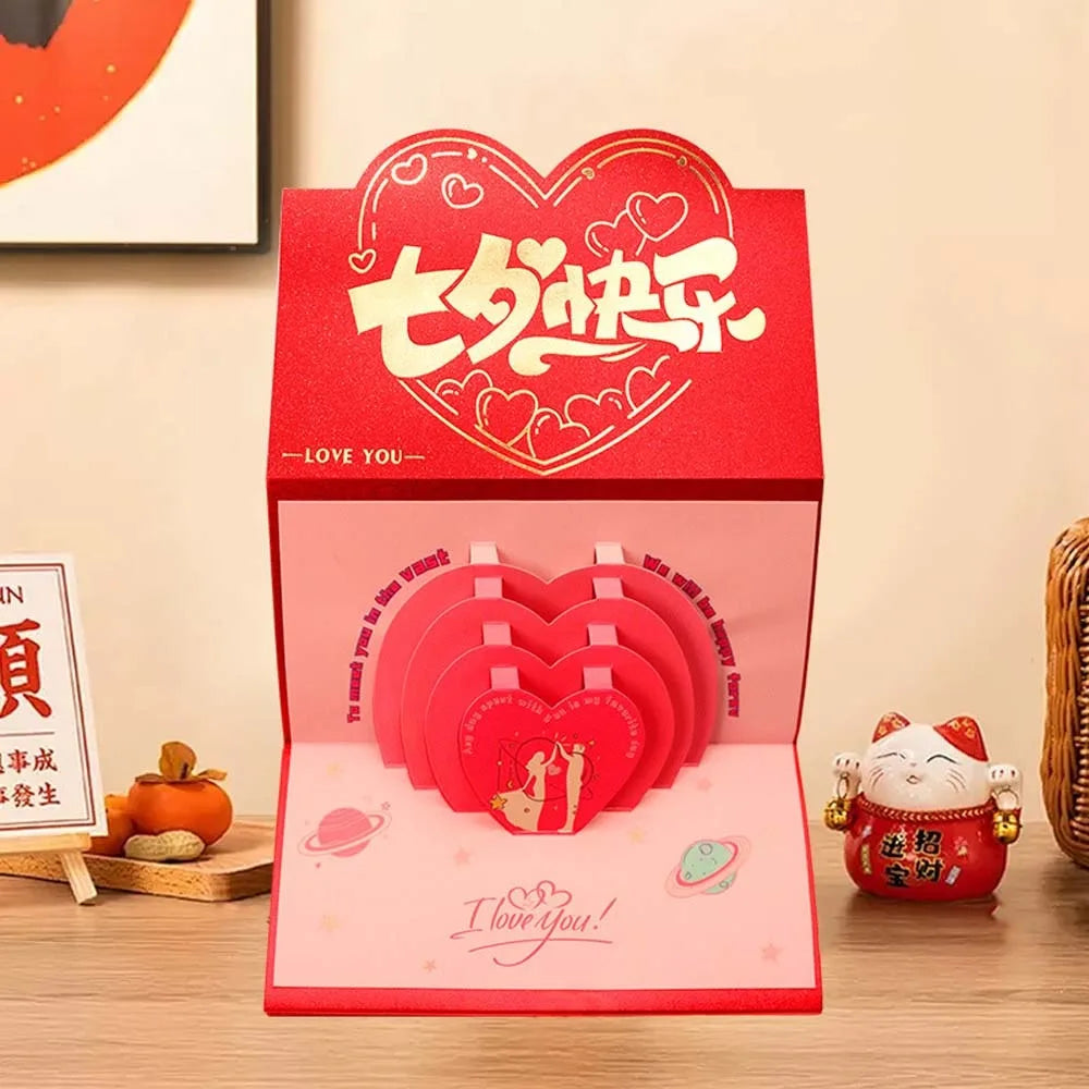6/10 Slots Birthday Red Envelope Wish Lucky 3D Folding Cake Greeting Card with Bowknot Paper Cash Gift Bag Spring Festival Oasis Select 6 Cards Style G 175x88mm