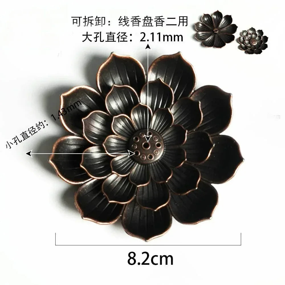 Alloy Incense Burner Stick Holder Buddhism Lotus Line Incense Plate Sandalwood Coil Base Temples Yoga Studios Home Decoration Oasis Select L1