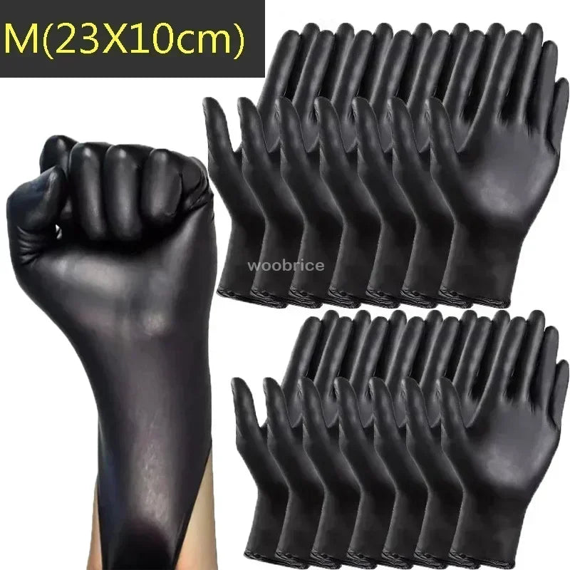 50/100/200pcs Disposable Black Nitrile Gloves, Kitchen, Tattoo, Hair Dye Gloves, Food Processing, Household Small Tools Oasis Select M-23x10cm 50PCS (25 pairs)