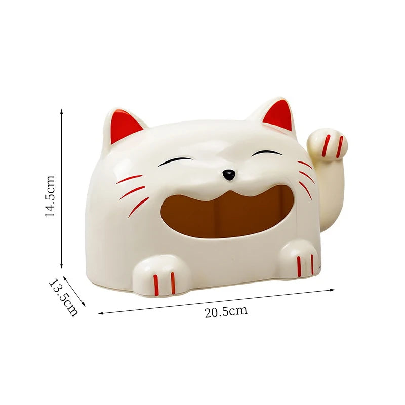 Creative Lucky Cat Tissue Box Cute Cartoon Desktop Decor Home Living Room Storage Box for Tissues Oasis Select