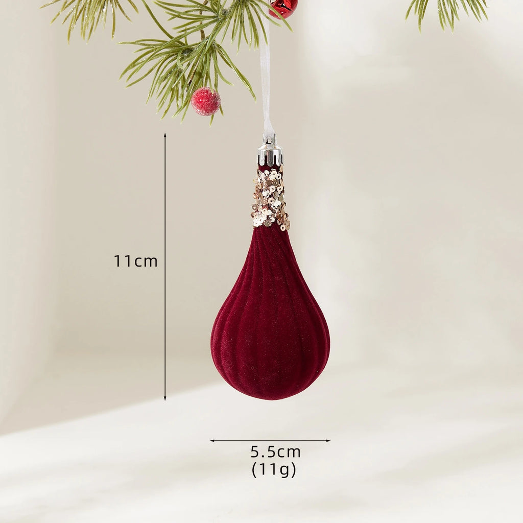 Nordic Christmas Decorations Flocked Burgundy Hanging Ornaments Christmas Tree Decorations Holiday Decor Oasis Select Style 3