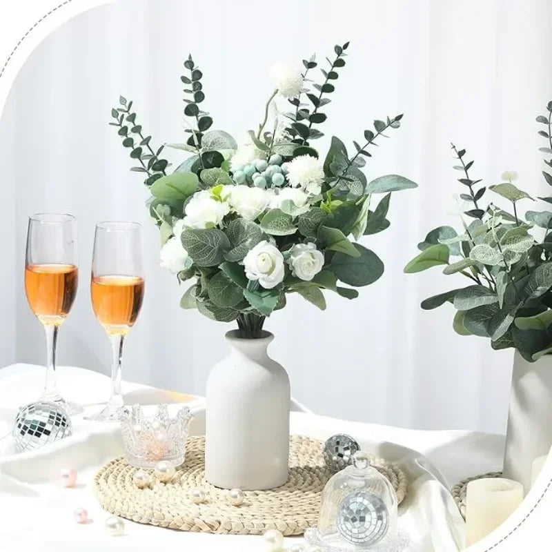 10-100PCS 3 Kinds Eucalyptus Leaves Artificial Silver Dollar Leaves Picks Dried Eucalyptus Home Decoration Party Decoration Oasis Select