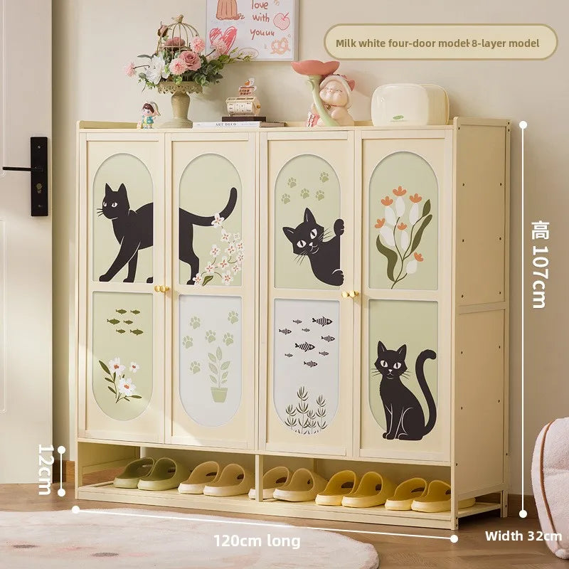 Cat shoe cabinet, multi-layer entry shoe rack at the door of the home, large capacity storage storage cabinet, small narrow Oasis Select Four doors 8