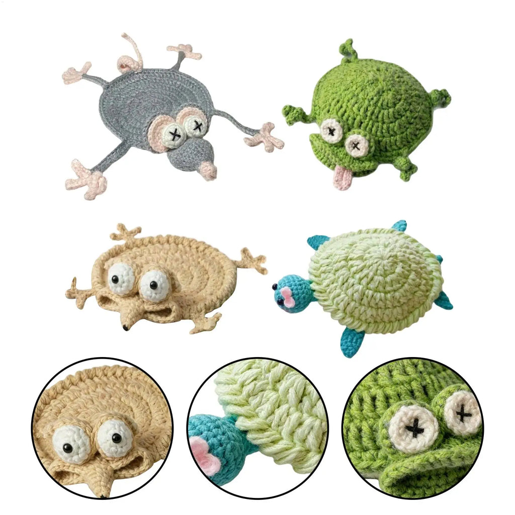 4pieces Animal Shape Crochet Cups Protection Cup Coasters Coffee Table Coasters for Home Dining Room Kitchen Apartment Cafe Oasis Select