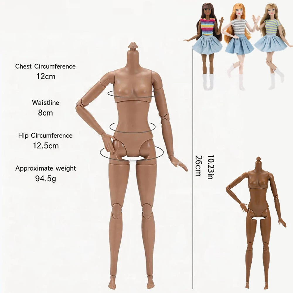 26cm 1/6 Scale BJD Doll, Super Flexible Female Action Figure with 22 Movable Joints, Nude Body Model for BJD Display Parts Oasis Select
