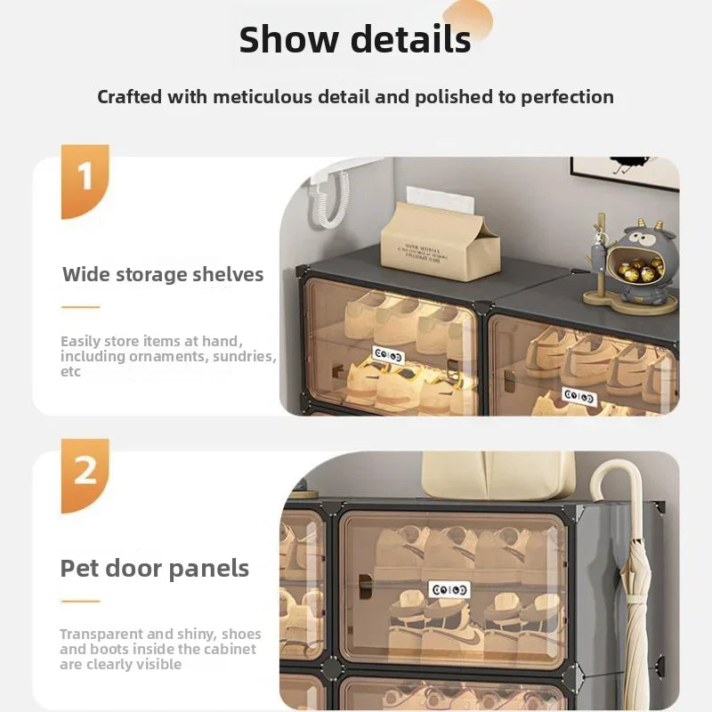 Multi-functional Simple Shoe Rack Plastic Household Indoor Door, Dustproof Storage At The Entrance, Transparent Shoe Cabinet Oasis Select