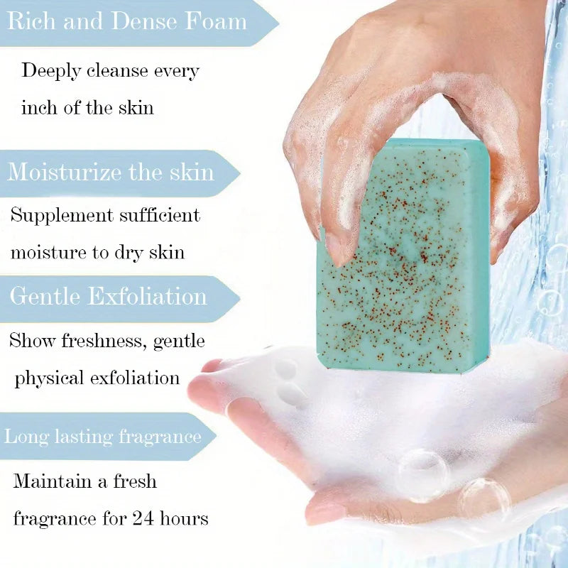 Seaweed scrub particle soap is rich in vitamin E. It contains olive oil, which gently cleanses the face, moisturizes and hydrate Oasis Select