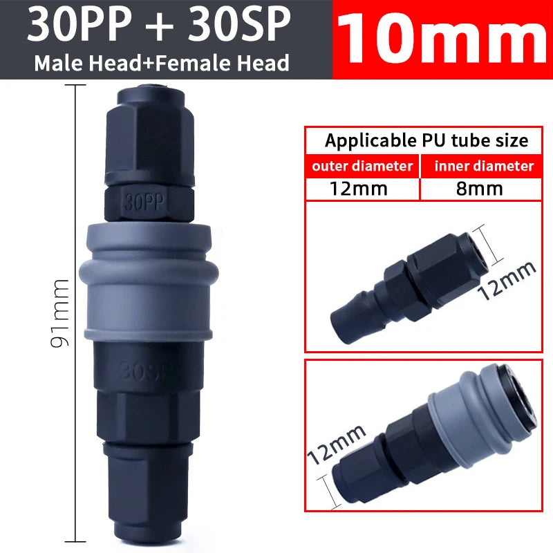 New C-Type Self-locking Quick Connect Adapter Compressor Pneumatic Fittings 8/10/12mm Pneumatic Self-locking Quick Connector Oasis Select 10mm