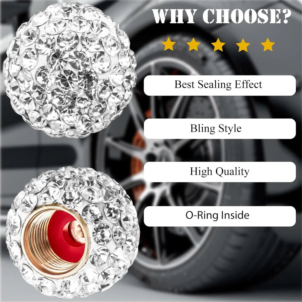 4Pcs Crystal Diamond Tire Stem Valve Caps for Cars, SUV, Trucks, Bikes, Motorcycles, Bicycles Oasis Select