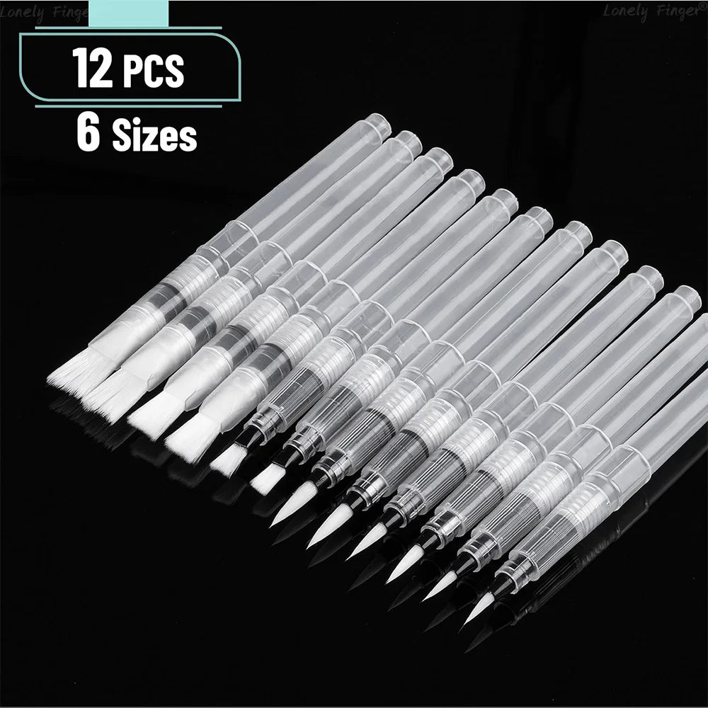 3-18 watercolor brush set, white nylon, with water storage function, DIY painting tools, suitable for school and outdoor use Oasis Select 12pcs Brush 150mm