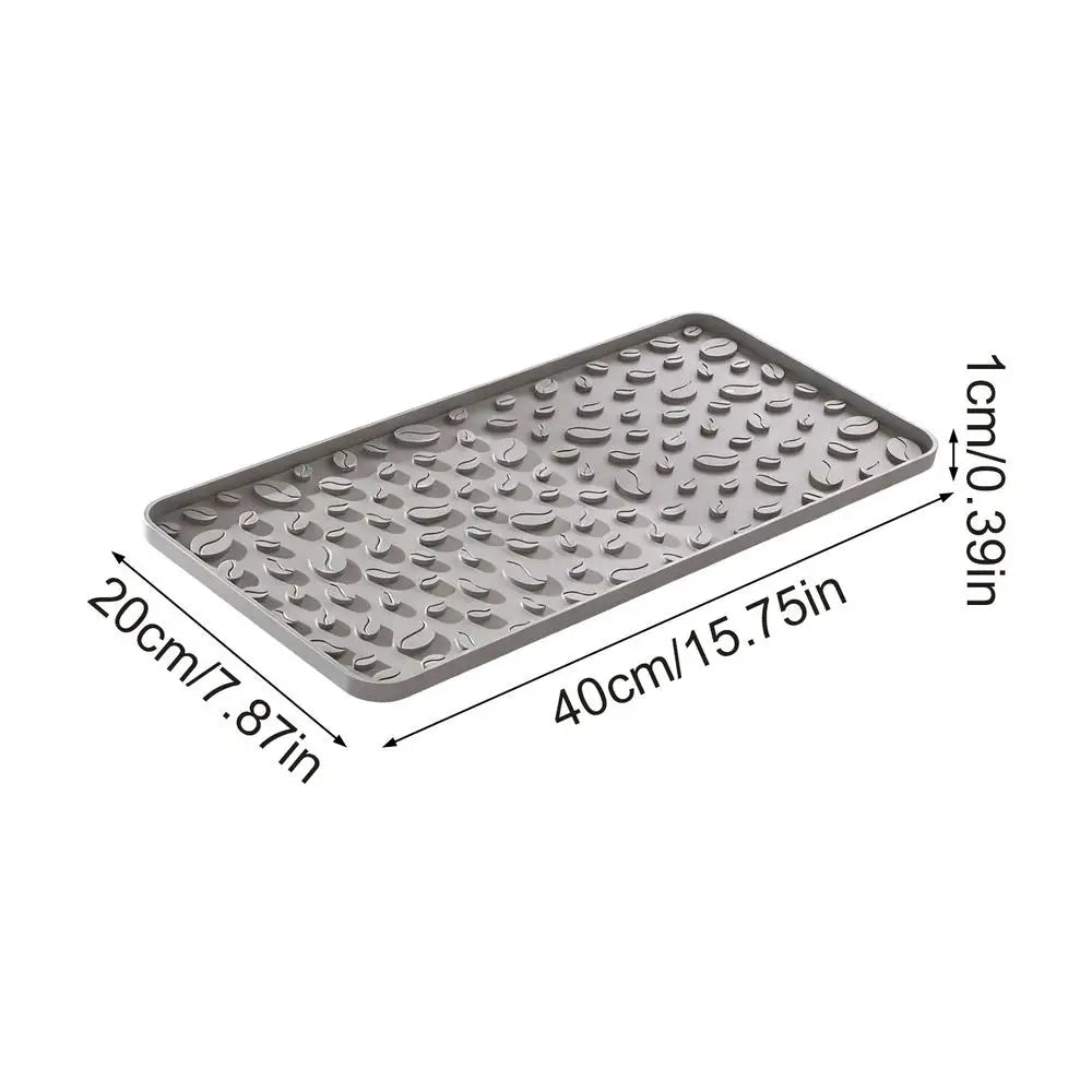 Anti-slip Heat Insulation Pad 16x8in Coffee Bar Mats for Countertop Silicone Coffee Mat for Dish Drying Plate Table Bar Kitchen Oasis Select Gray