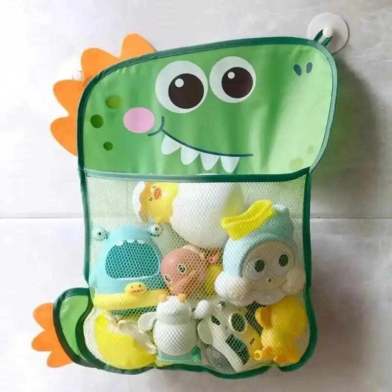 1pc Suction Cup Bath Toy Storage Bag, Mesh Hanging Organizer for Bathtub, Portable Travel Dinosaur Animal Baby Bath Basket Oasis Select