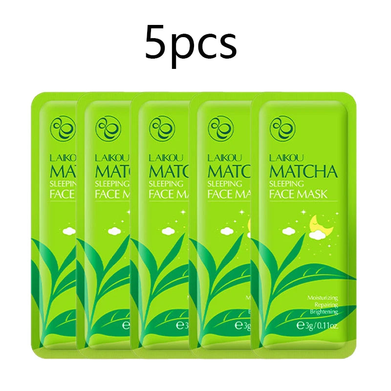 LAIKOU Sakura Moisturizing Facial Mask Hydrating Sleeping Face Sheet Masks Repairing & Nourishing Night Face Mask Skin Care 5pcs Oasis Select matcha