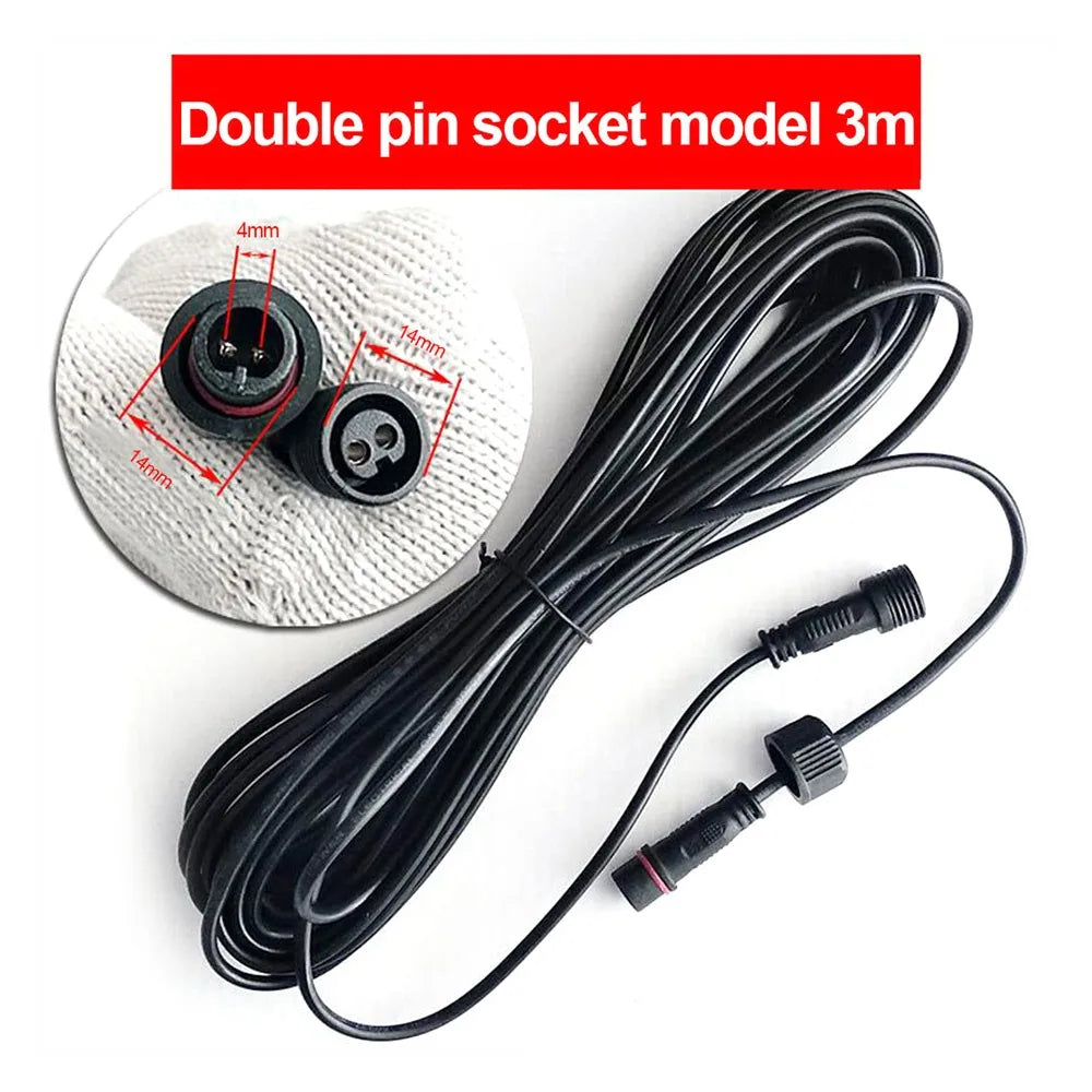 2 Pin Plug Solar Cable Extension 3M/5M/10M Waterproof Power Connection Wire Street Light Extension Cord Oasis Select 3m