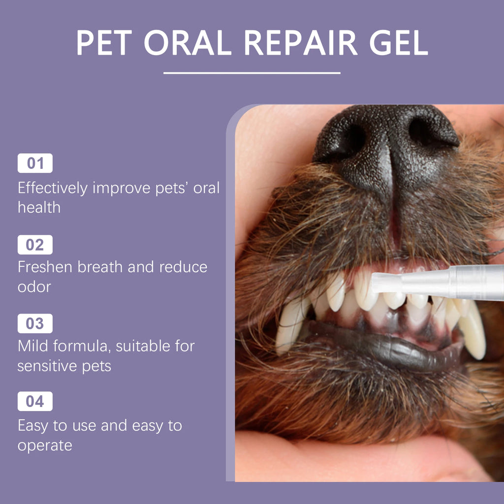 Pet Oral Repair Gel Remove Dental Stains Keep Pet Breath Fresh Reduce Tooth Yellowing Reduce Odor Portable Pet Oral Cleaner 3ml Oasis Select
