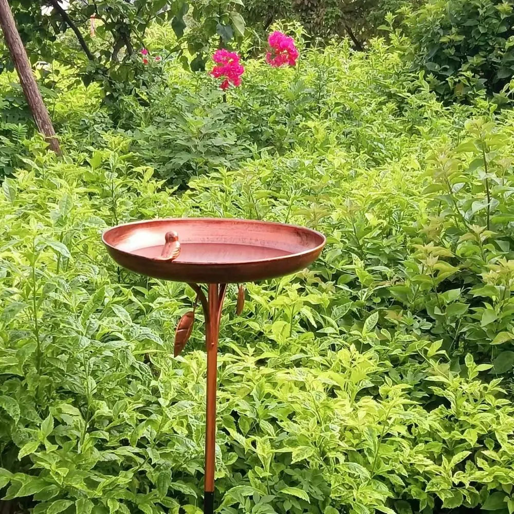 Retro Iron Bird Feeder & Bathtub – Large Capacity Metal Stand Bird Feeder Stand Oasis Select