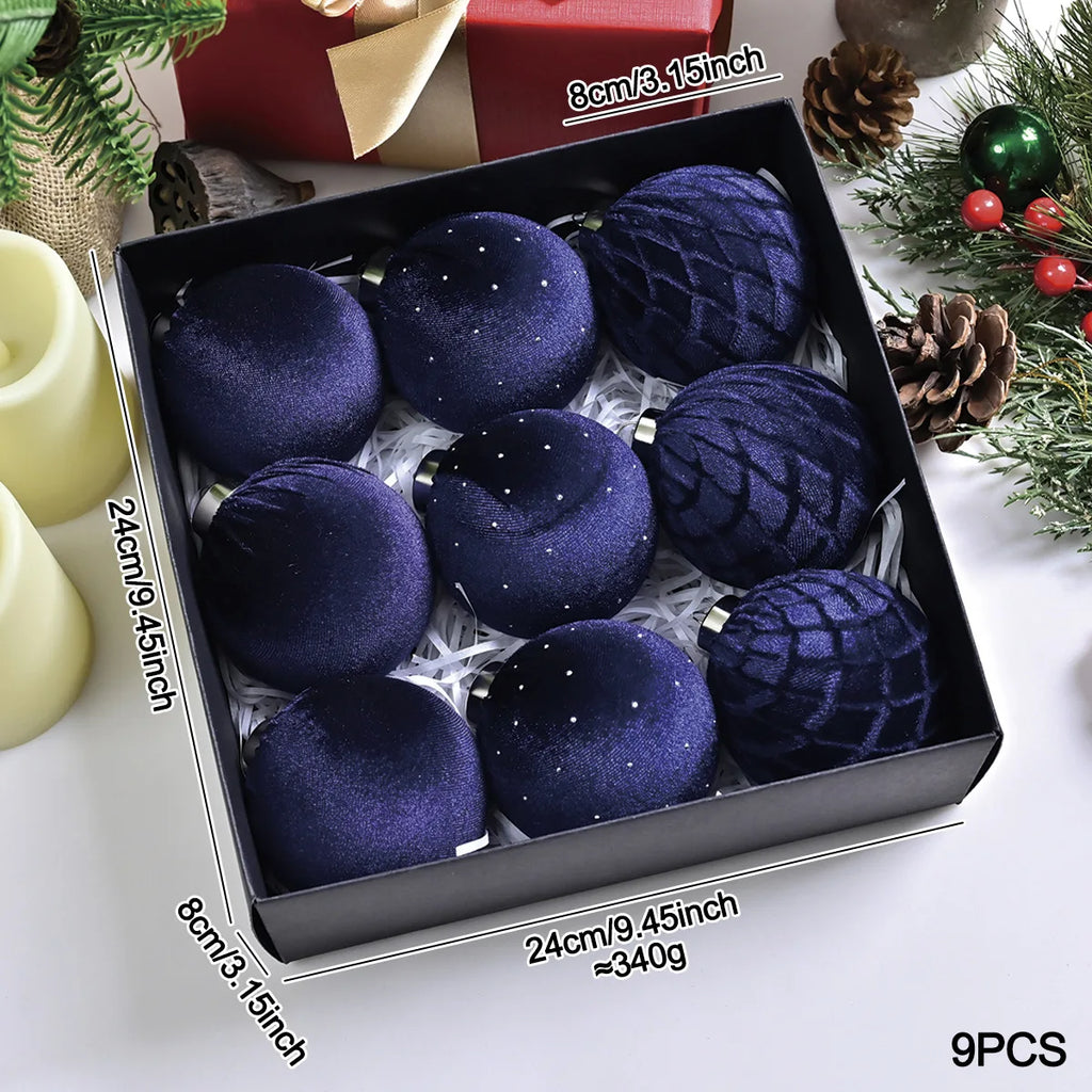 Velvet Rhinestone Christmas Ornaments Exquisite Luxury Christmas Decorations Tree Pendants Gift Box Oasis Select Blue
