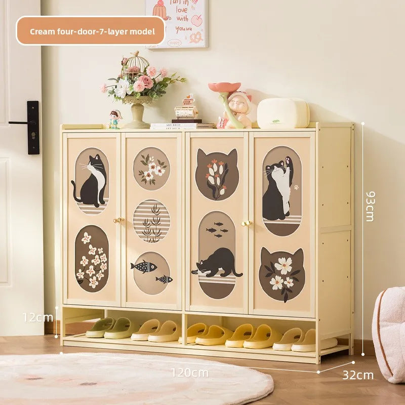 Shoe cabinet Home entrance Multi-layer entrance Large capacity storage Shoe rack Storage cabinet Oasis Select Four doors and 7