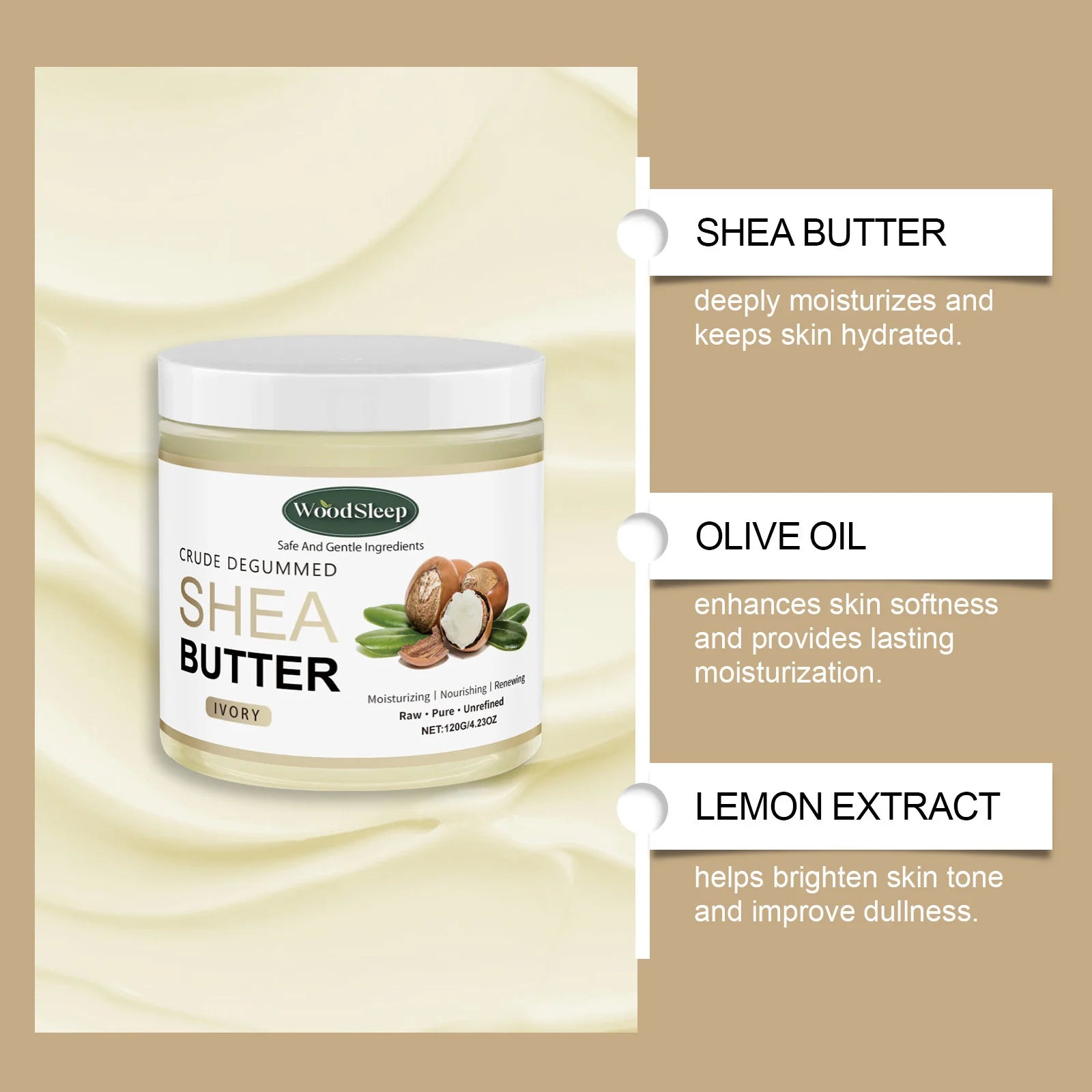WOODSLEEP Shea Butter Body Cream – Moisturizing & Brightening Body Butter Cream Oasis Select