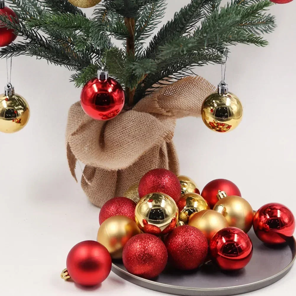 3cm Christmas Tree 24pcs Ball Baubles Plastic Props Xmas Birthday Decorations Glitter Hanging Holiday Matte Ornaments Wedding Oasis Select