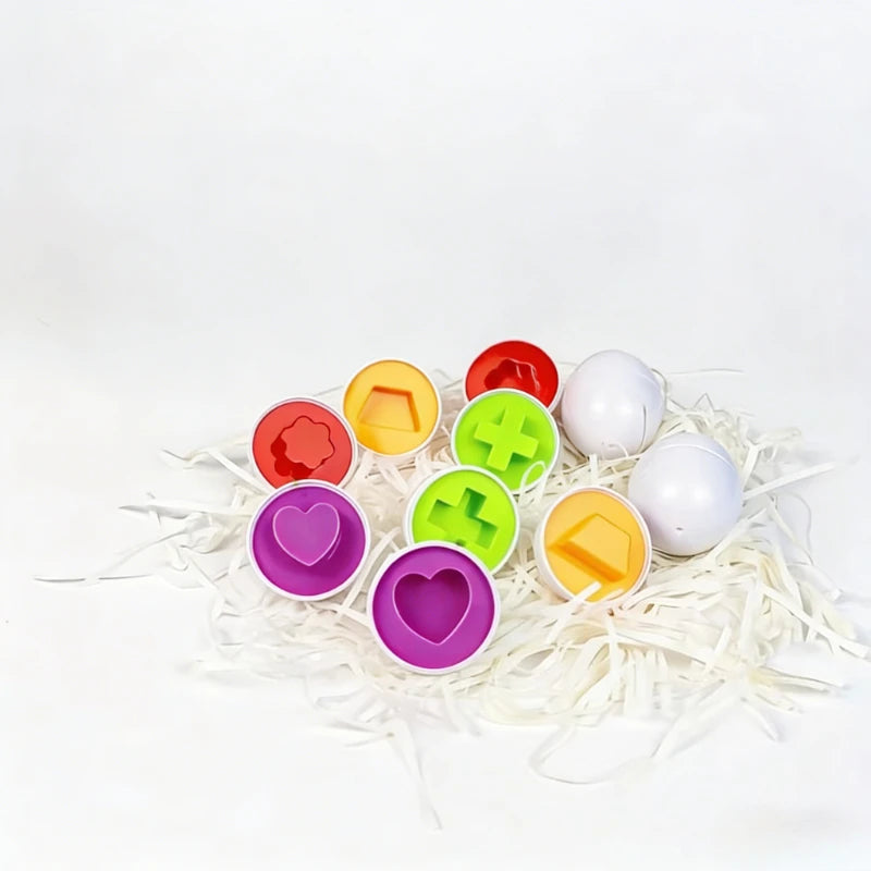 6/12pcs Color &Shape Matching Eggs Toy Set,Simulated Egg Shapes with Storage Box,Geometric Color Learning for Kids Children Toys Oasis Select