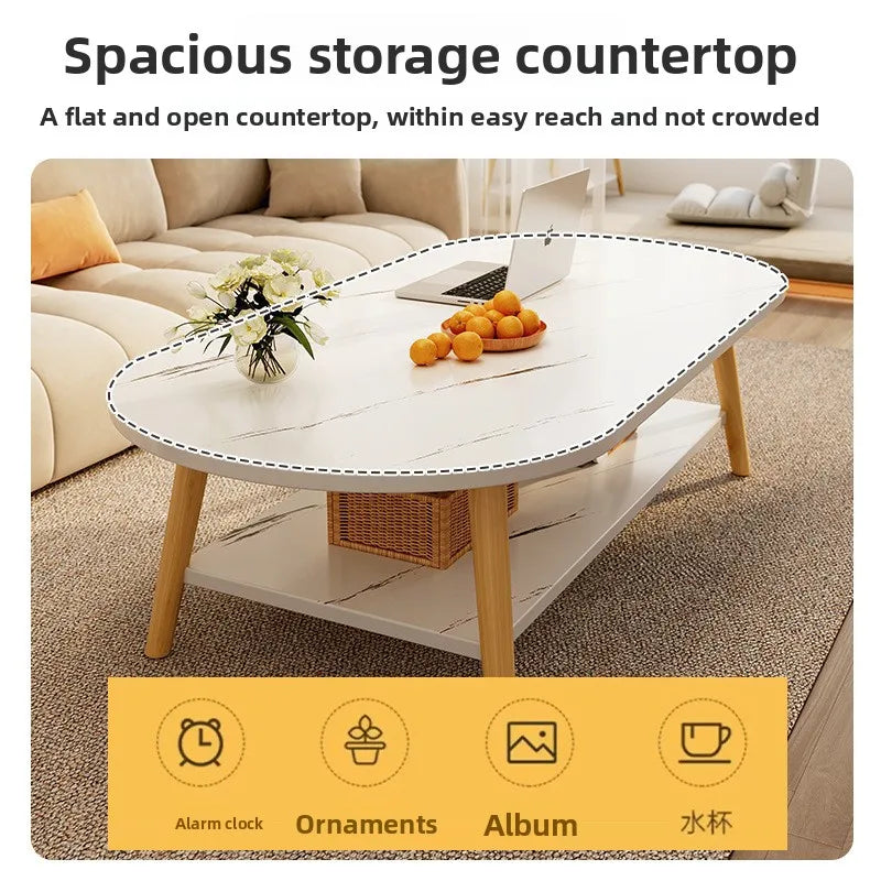 Coffee table living room small apartment multi-functional small tea table Nordic simple homestay double-layer small table Oasis Select