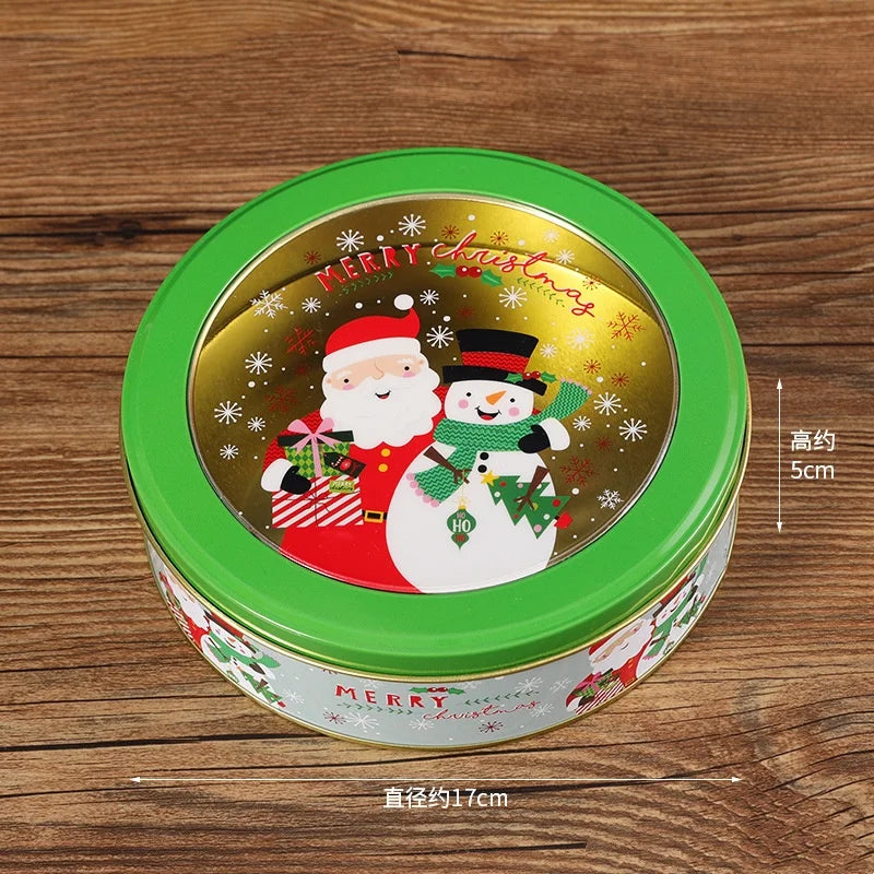 Christmas Gift Box Metal Tin Candy Cookie Packaging Box Containers Kids New Year Gift Decor Xmas Party Supplies Navidad Oasis Select Snowman Other