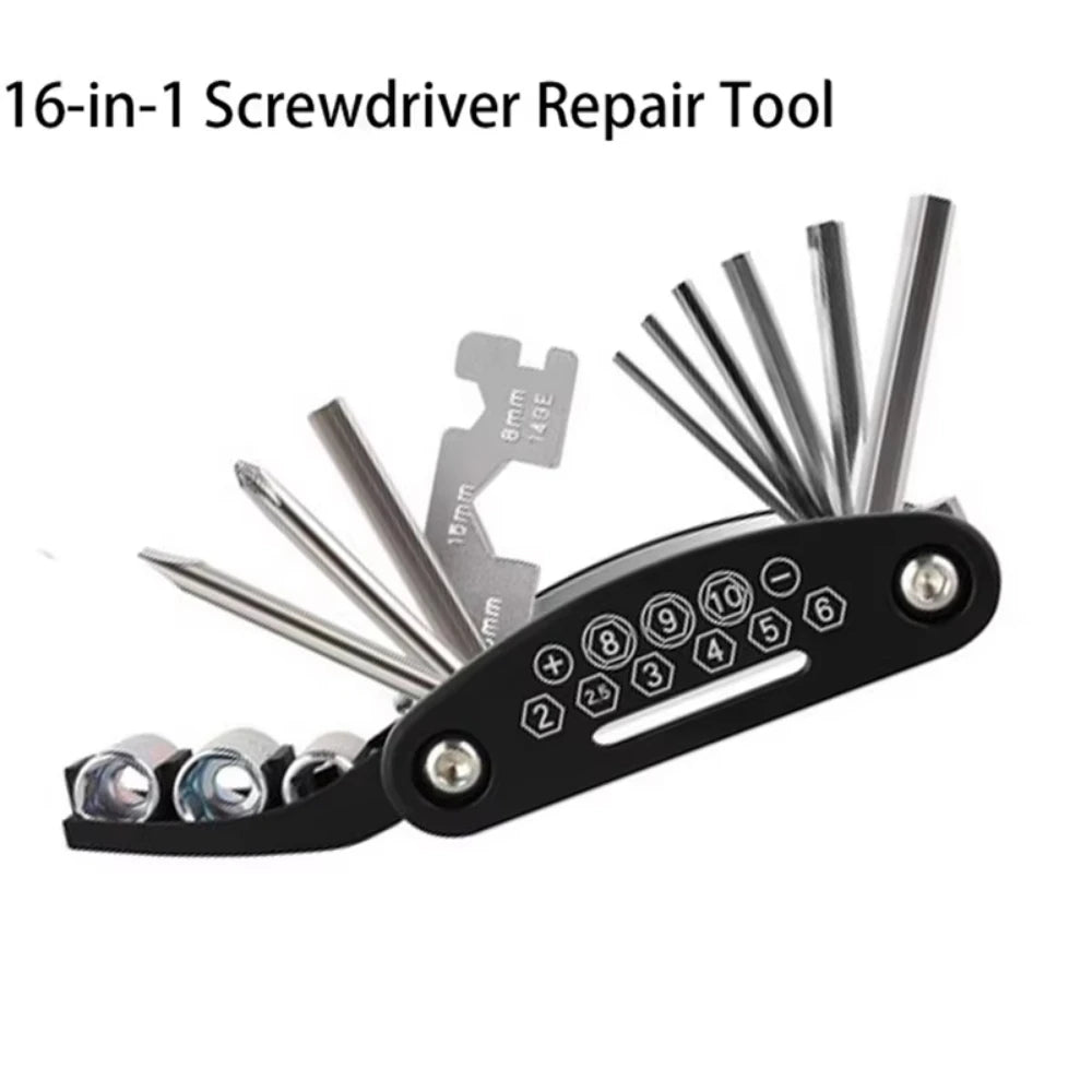 16 in 1 Portable Bicycle Repair Tools Kit Hex Wrench Nut Tire Screwdriver Motorcycle Bicycle Repair Tools Oasis Select