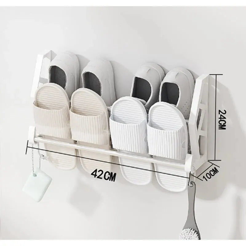 Wall-Mounted No-Drill Shoe Rack – Multi-Layer Slipper Organizer