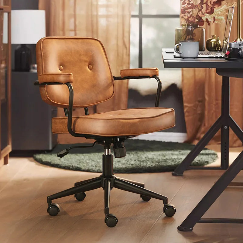 Multi-functional Computer chair boss leather chair sedentary and comfortable home office chair computer sofa rotating chair Oasis Select brown