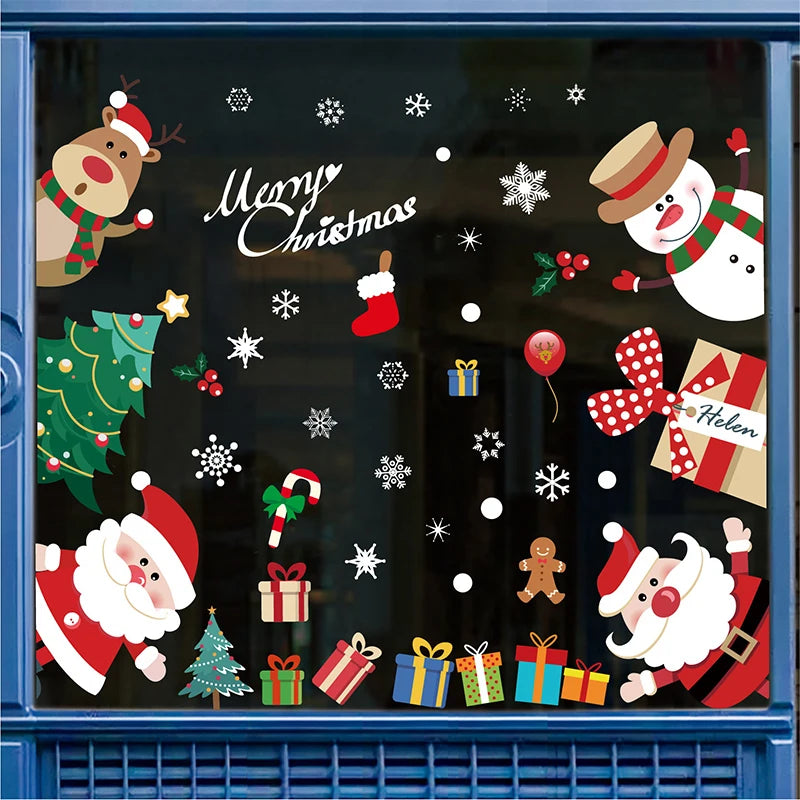 Christmas Snowman Santa Electrostatic Window Decals | 2/4 PCS