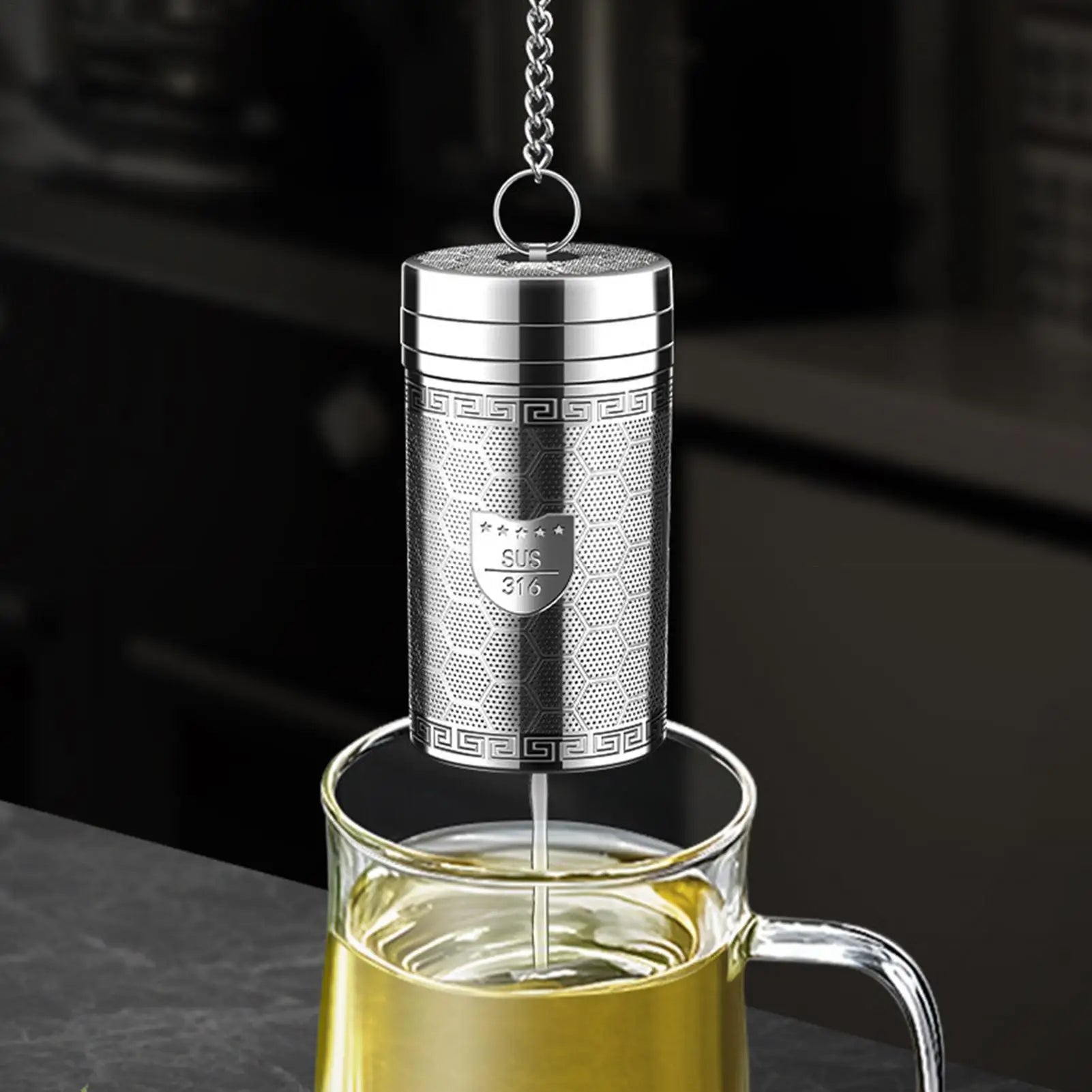 Tea Steeper Fine Mesh Stainless Steel Tea Diffusers for Loose Tea Tea Accessories Tea Strainer Tea Filter with Extended Chain Oasis Select