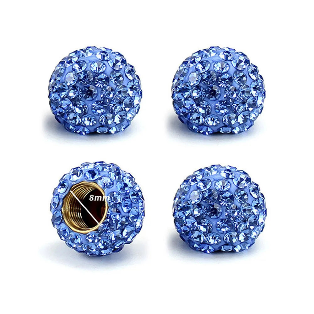 4Pcs Crystal Diamond Tire Stem Valve Caps for Cars, SUV, Trucks, Bikes, Motorcycles, Bicycles Oasis Select Blue-4Pcs