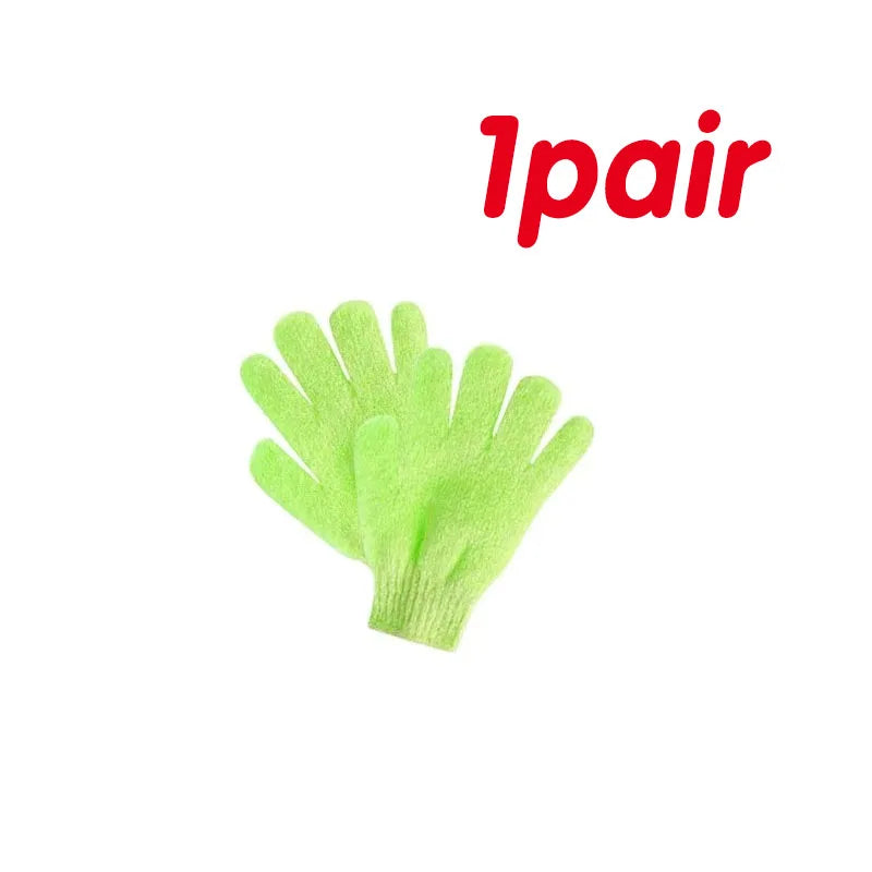 1/2pair Five Fingers Bath Gloves Household Shower Scrub Body Wash Children Home Supply Elastic Wipe Back Bathing Cleaning Gloves Oasis Select 1pair green
