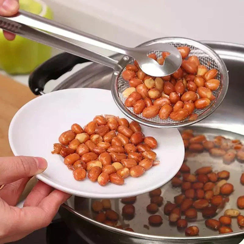 Multifunction Stainless Steel Kitchen Sieve Filter Spoon Handheld Oil Strainer Clip Fried Food Cooking Gadgets Accessory Oasis Select