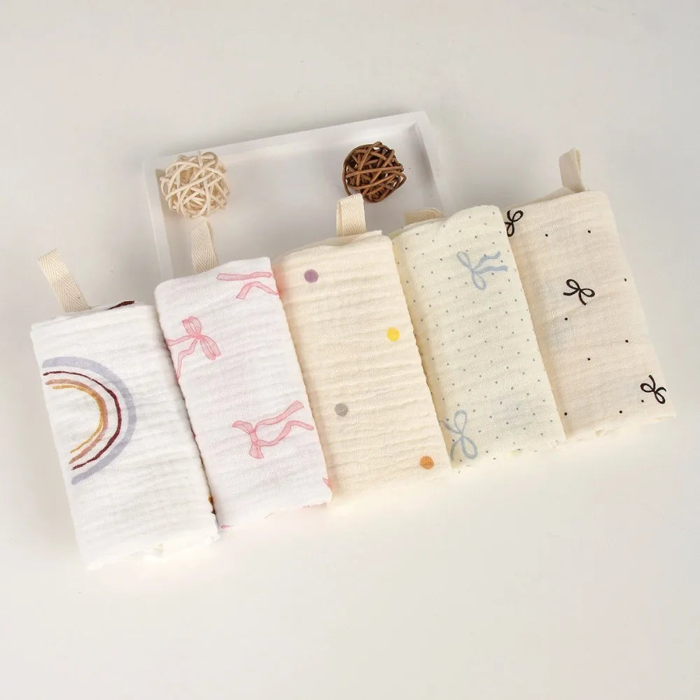 New 4-Layer Pure Cotton Baby Cotton Washcloth Soft Absorbent Square Towels Baby Towels Gauze Cotton Newborn Burp Cloth Oasis Select 32