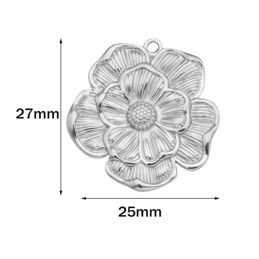 5pcs Gold Stainless Steel Flower Charms Metal Pearl Pendant for DIY Necklace Bracelet Jewelry Making and Crafting Wholesale Bulk Oasis Select Steel 25x27mm