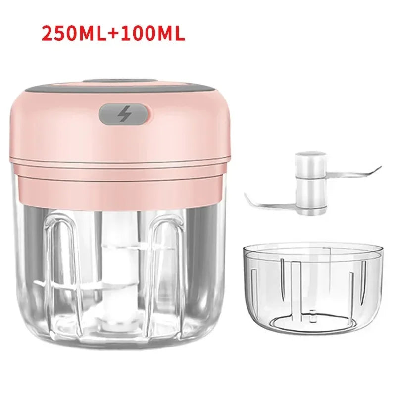 250/100ML Garlic Mincer USB Charging Powerful Mini Electric Garlic Chopper Portable Garlic Crusher Kitchen Food Chopper Unisex Oasis Select 105-2Cups-Pink