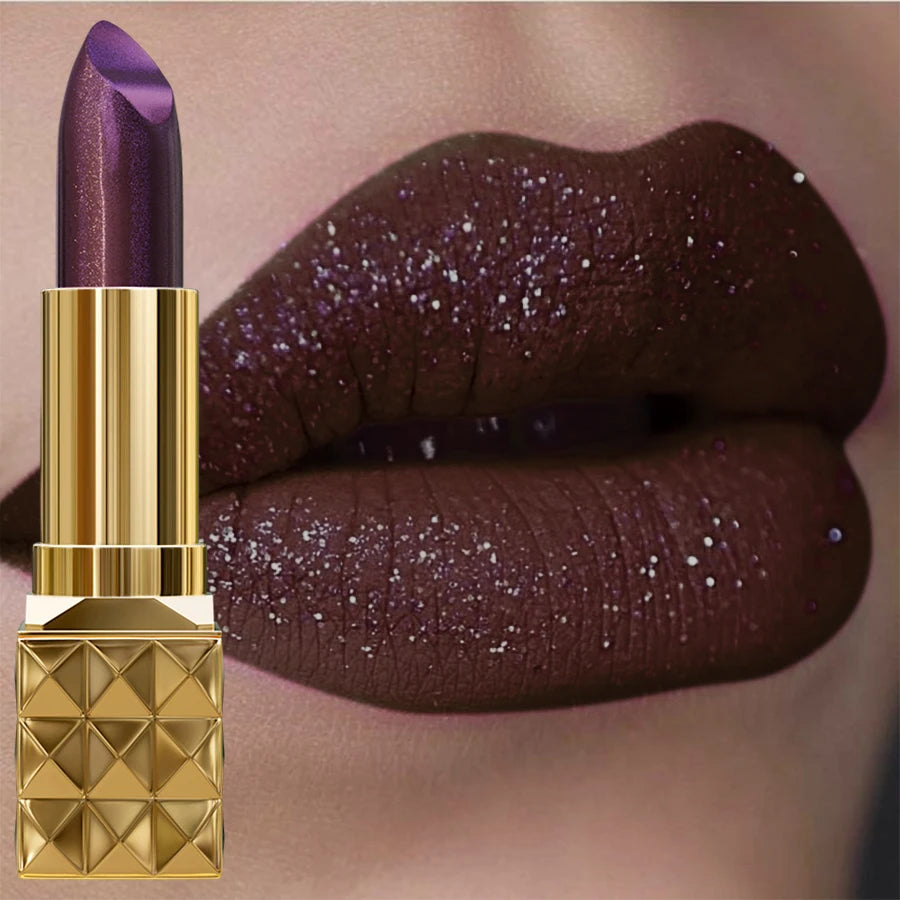KAFURUX Glitter Metallic Lipstick – Pearlescent Long-Lasting Lip
