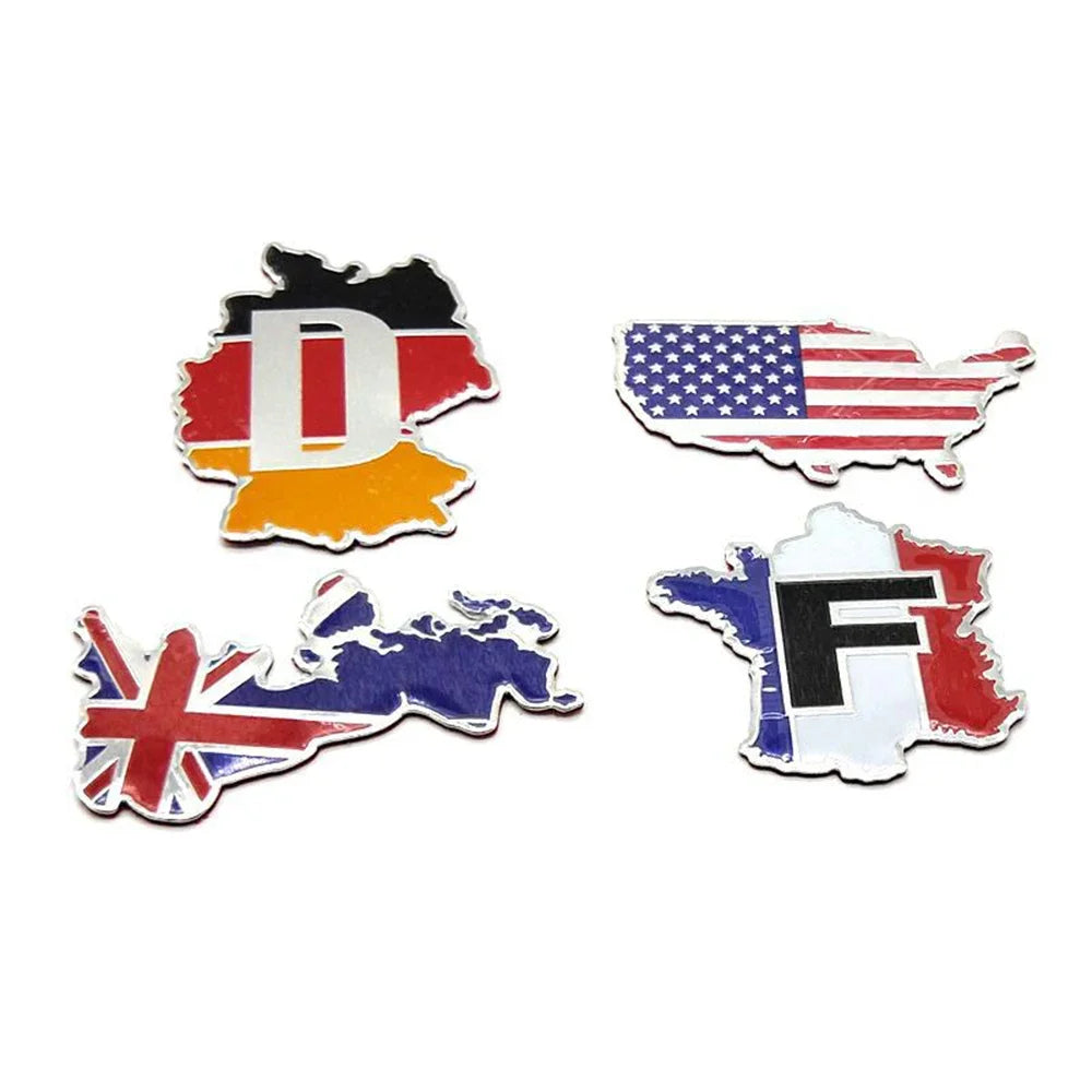 Flag Map Sticker Auto Fender Emblem National Flag Car Stickers for Cars Trucks Laptop Aluminum Alloy For USA UK Germany France Oasis Select