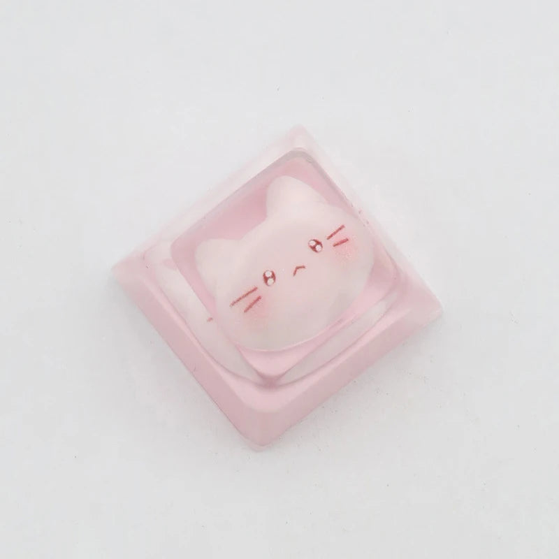 New Translucent Cute Cartoon Cat Keycap Cross Axis Mechanical Keyboard Keycap Keyboard Decoration Keycap Keyboard Accessories Oasis Select