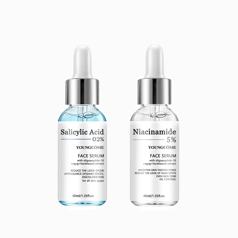 2pcs Salicylic Acid 5% Niacinamide Ceramides Purslane Essence Set - Pore Minimizing Hydrating Face Serum for All Skin Types Dail Oasis Select 40ml 2pcs