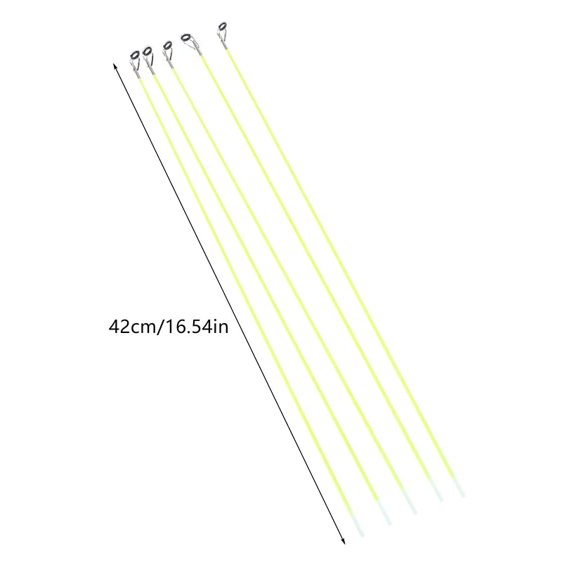 New 5Pcs 42CM Boat/Raft Rod Tip Spare Tail Fiberglass Refit Replacement Fishing Rod Tip With Top Ring Fishing Gear Accessories Oasis Select