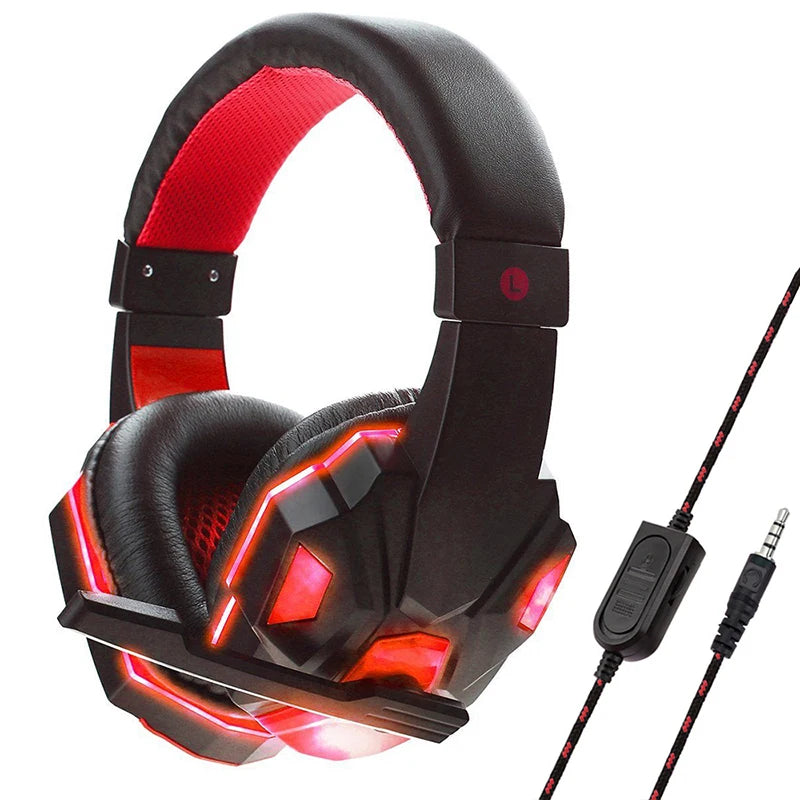 Headphones 3.5mm Wired Gaming Headset Earphones Music For Computer With Mic Headset Stereo Virtual Surround Bass LED Light Gamer Oasis Select