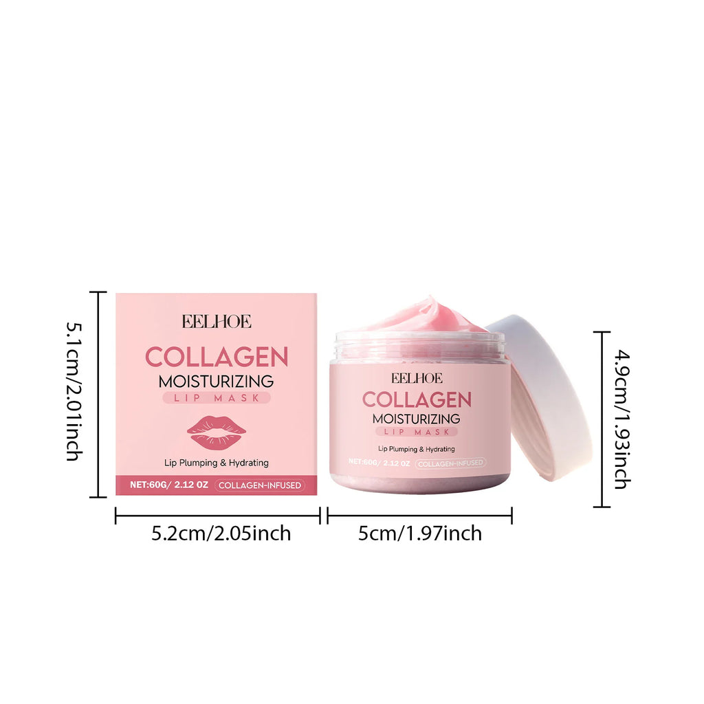 Collagen Lip Mask Overnight Repair Moisturizing Nourishing Treatment for Dry Flaky Lips Women's Lip Care Essential Fade Lip Line Oasis Select 60g Boxed