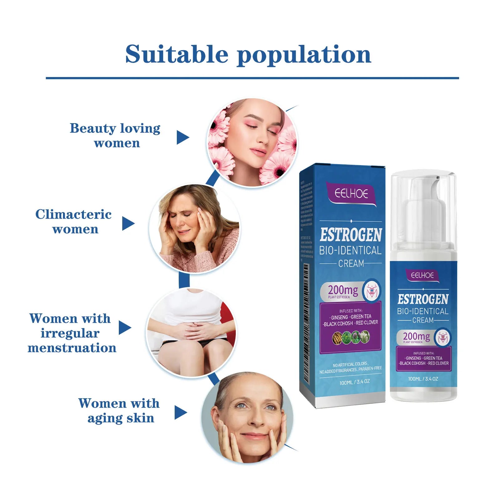 Estrogen Relief Cream for Women Menopause Balancing Hormone Levels Reducing Fatigue Relieve Massage for Health Body Care Oasis Select