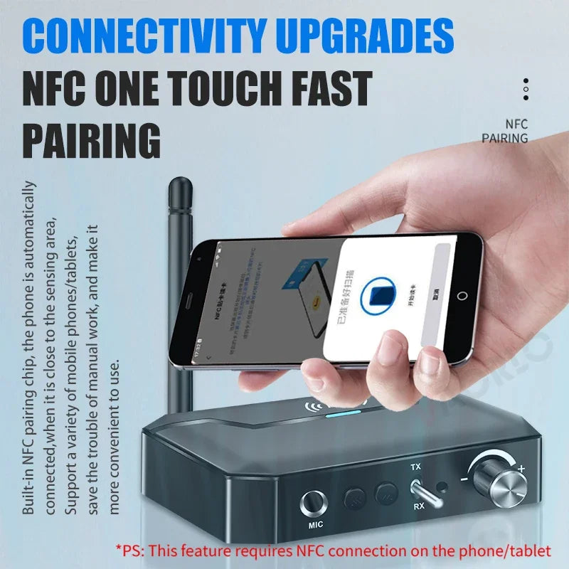 NFC Bluetooth 5.3 Audio Transmitter Receiver 3.5mm AUX/RCA/USB/TF/Coaxial/6.5MM Microphone Karaoke Wireless Adapter HiFi Stereo Oasis Select