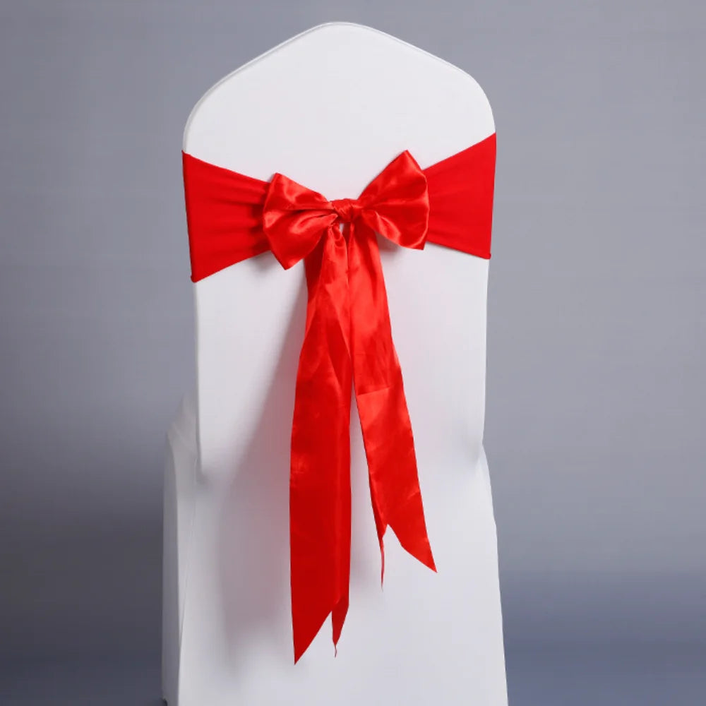 Wedding Decoration Spandex Chair Sashes Ready Made Bow Tie No Need To Tie Stretch Bands BIrthday Party Holiday Hotel Festival Oasis Select