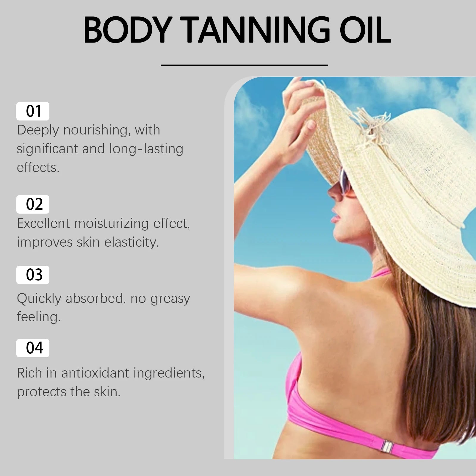 Moisturizing Body Tanning Oil Intensifier Get a Faster Darker Sun Tan Sunless Skin Tanning Oil for Face Body Summer Self Tanner Oasis Select